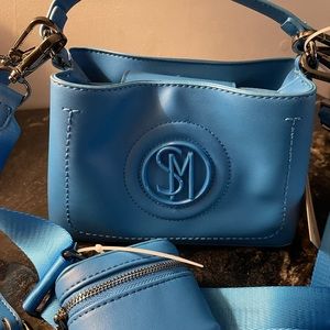 Steve Madden Bamira Blue Crossbody Bucket Bag